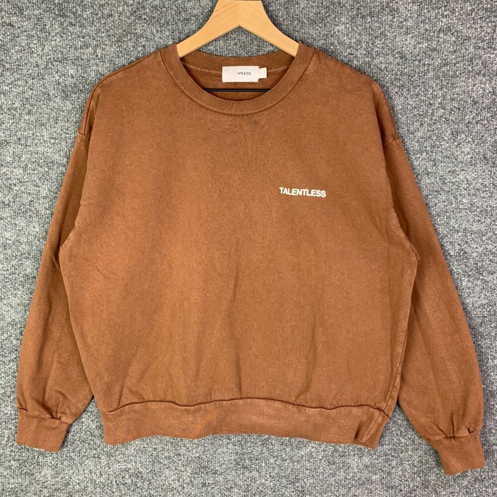 Talentless Crew Neck‎ Pullover Long Sleeves Sweatshirt Women Heavyweight Brown M